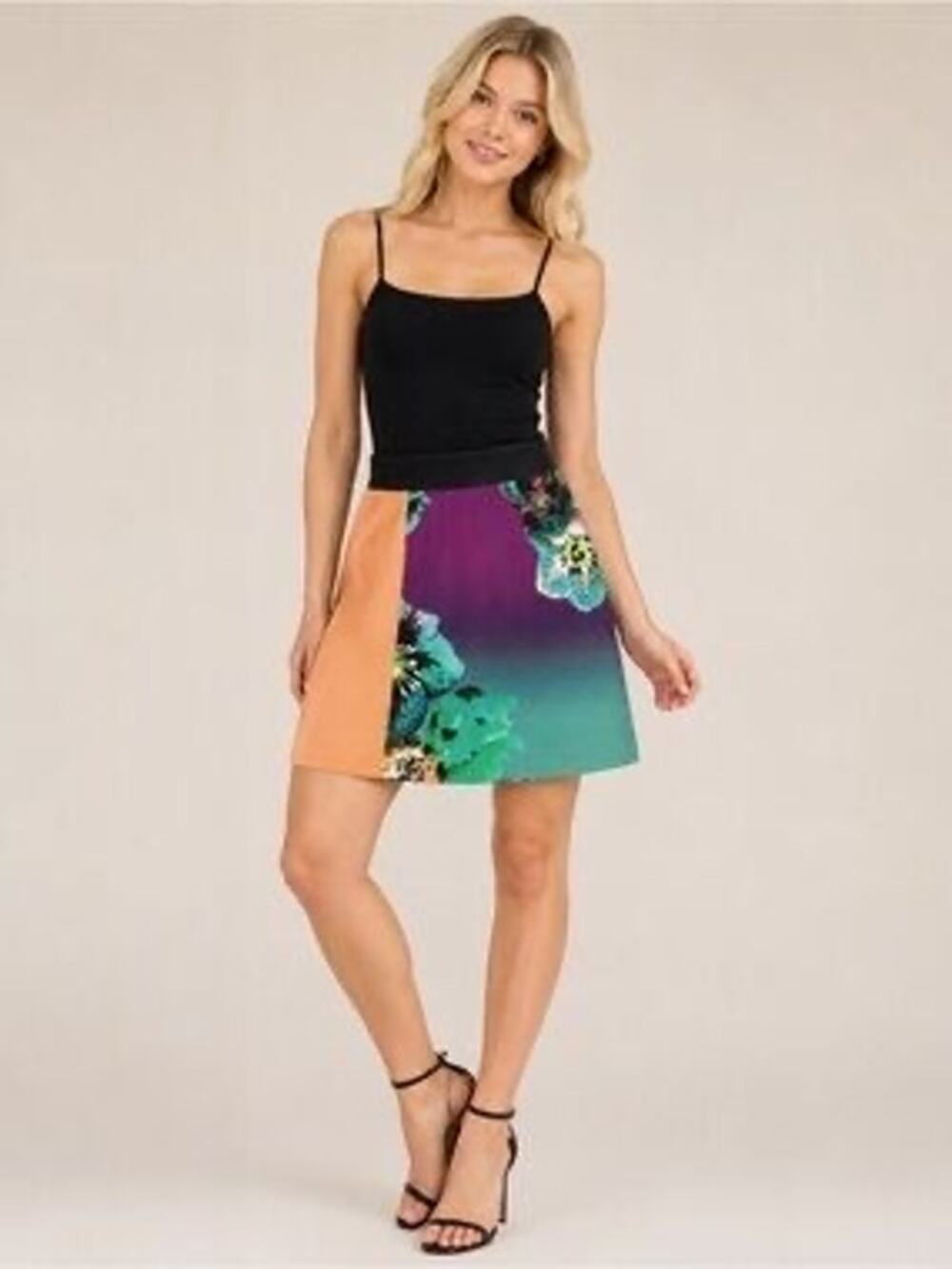 Milly floral, neon, and black skirt size 10